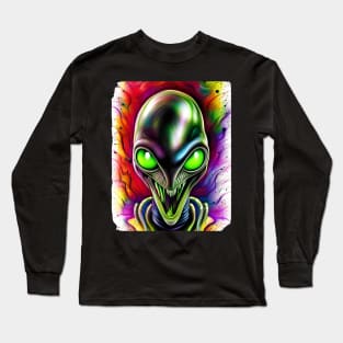 Colorful Alien Funny UFO Long Sleeve T-Shirt